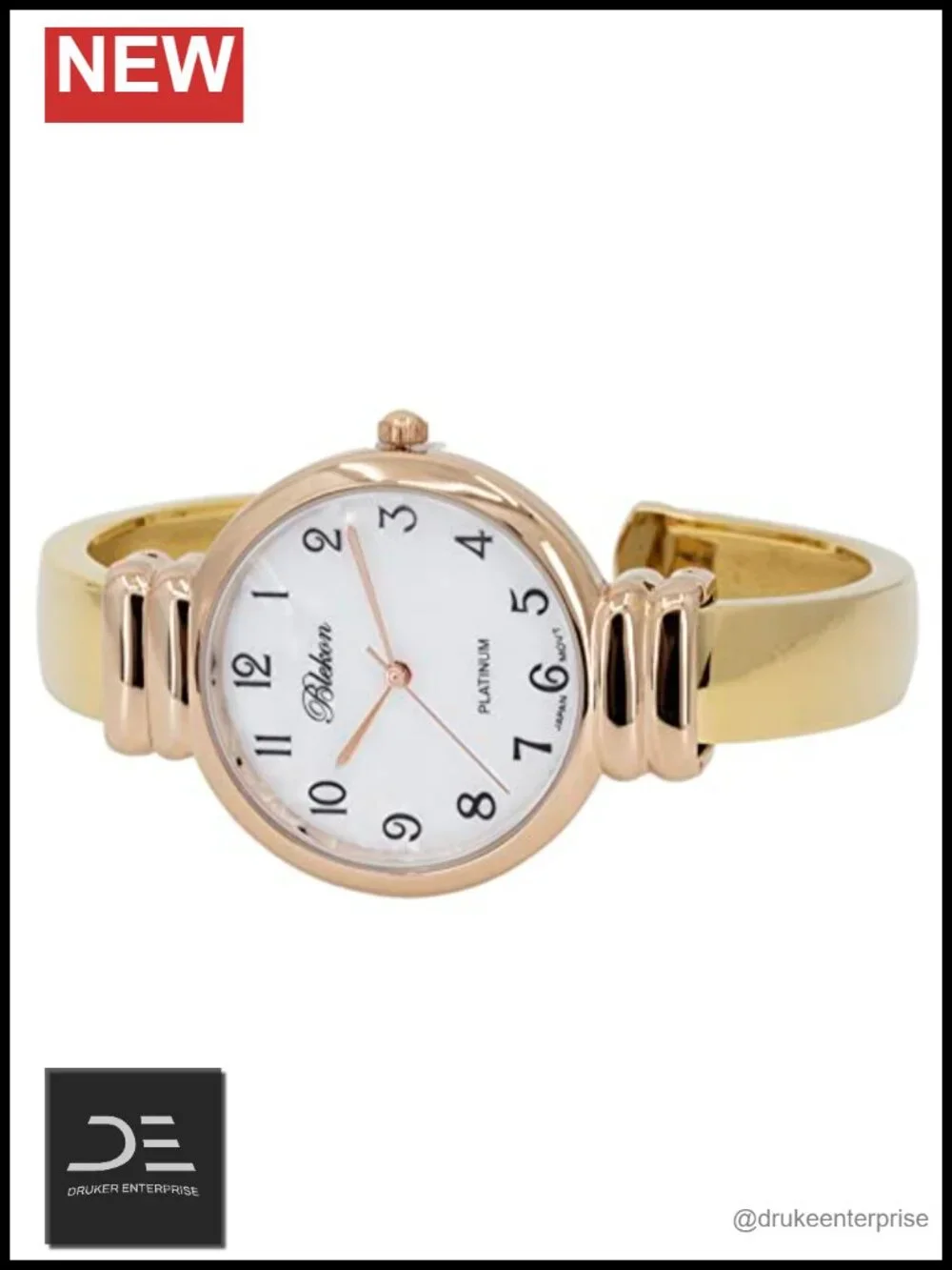 Mother of Pearl Cuff Bracelet Watch Japanese Quartz Metal Bangle